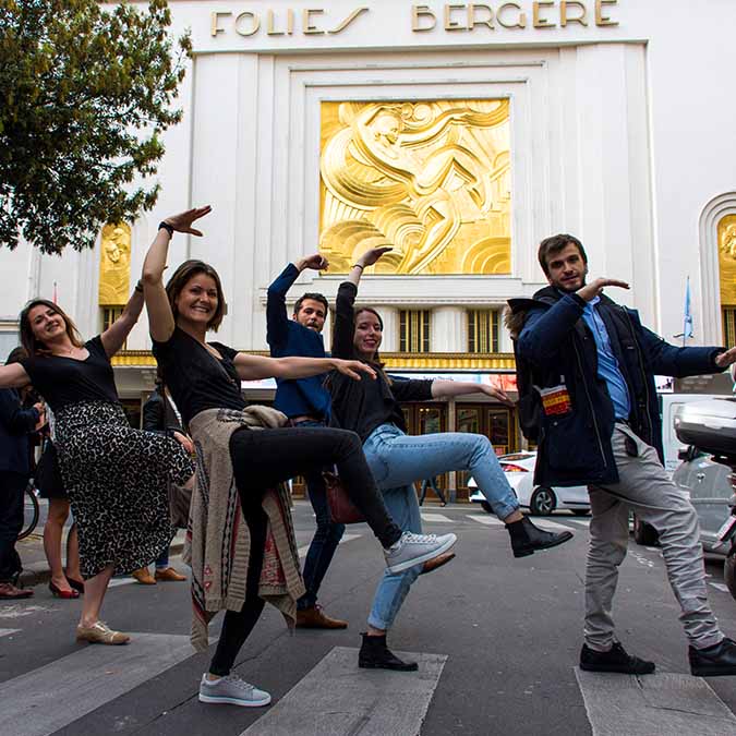 team building activity in the cover passages folies bergere theatre