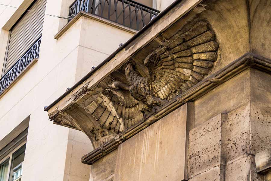 Fellah fountain in Paris detail eagle