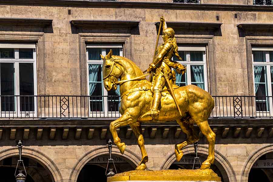 Joan of Arc statue in Paris near the Louvre museum: a ...