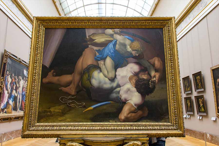 tableau david et goliath au louvre par Da Volterra