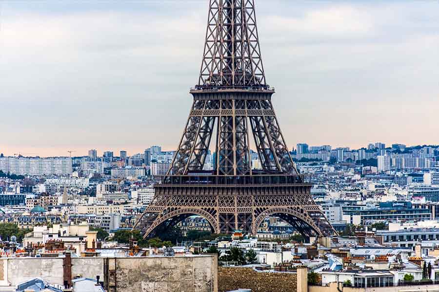 view of the Eiffel tower from the Arc de triomphe