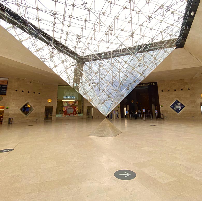 distant team building at the Louvre