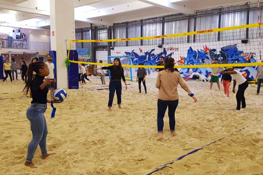 team building indoor beach volley