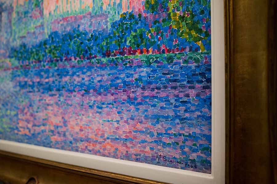 détail touche divisée tableau Paul Signac Avignon soir chateau des papes