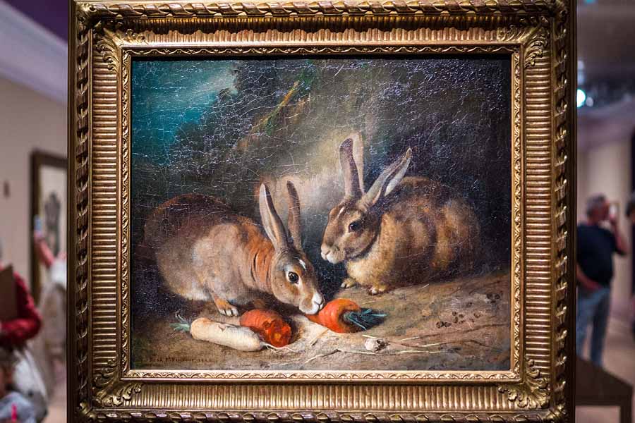 Exhibition rosa bonheur painting 2 rabbits 1840