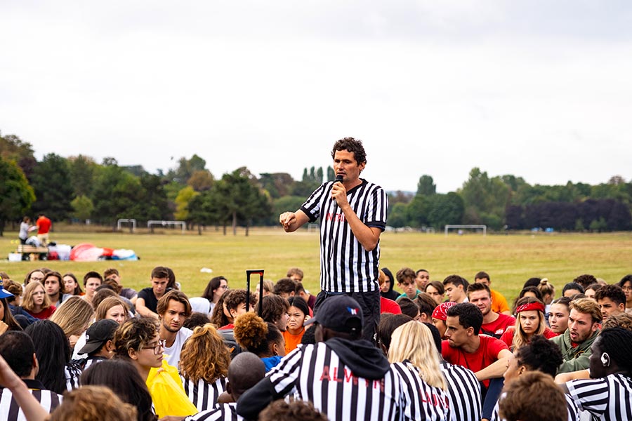 Corporate sports seminar communication between teams