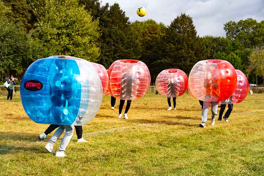 team building outdoor foot in bubble